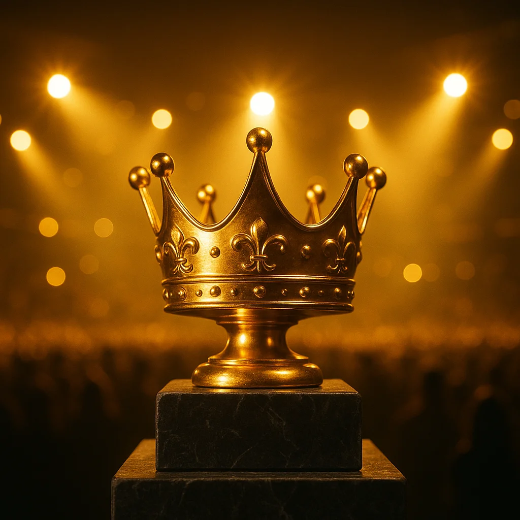 Gold Crown Trophy Award on Pedestal